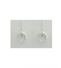 Silver White Long Earrings Studded with American Diamond, Beautiful Design and Look